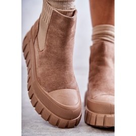 FB2 Botas sin cordones de moda en la plataforma Jenna beige oscuro 2