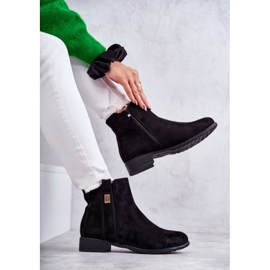 S.Barski Botas De Mujer De Ante Con Adorno Giana Negro 7
