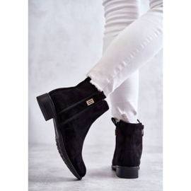 S.Barski Botas De Mujer De Ante Con Adorno Giana Negro 4