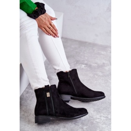 S.Barski Botas De Mujer De Ante Con Adorno Giana Negro 8