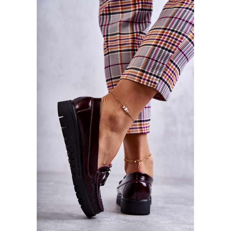 PL5 Mocasines De Mujer En Piel Con Plataforma Venesia Burdeos rojo multicolor 2