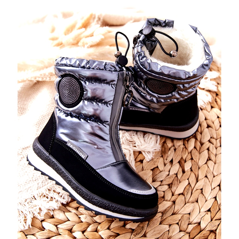Evento Botas de Nieve Botas hasta la Rodilla para Niños Miss❤E 21DZ23-4324 Gris negro plata 2