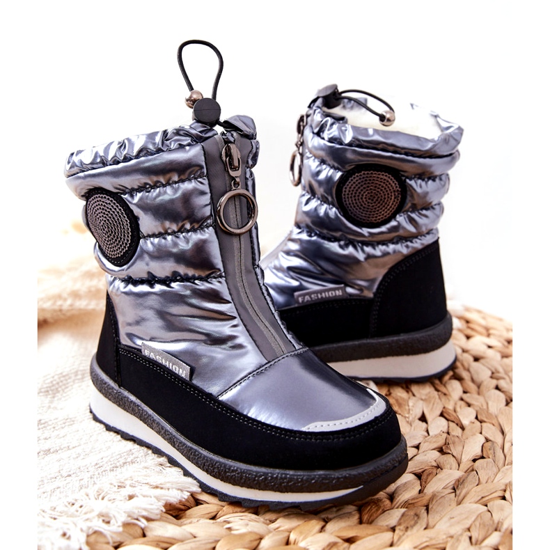 Evento Botas de Nieve Botas hasta la Rodilla para Niños Miss❤E 21DZ23-4324 Gris negro plata 3