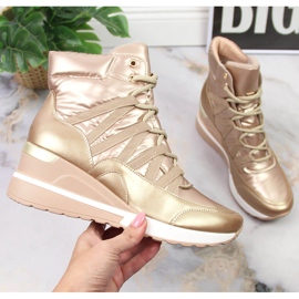 Botas de mujer, zapatillas de deporte en cuña de oro Potocki. dorado 1 Botas de mujer, zapatillas de deporte en cuña de oro Potocki. dorado 1