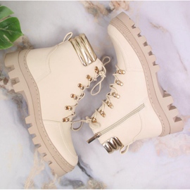 Botas de montaña para mujer, trabajadores de plataforma beige, Potocki 3