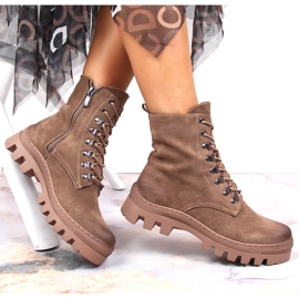 Botas de mujer, botas de ante marrón Potocki 5