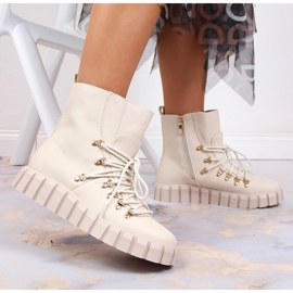Botas cálidas de mujer con plataforma, beige Potocki WOL108B 8