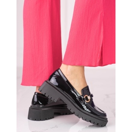 Mocasines de mujer Shelovet lacados en negro 2
