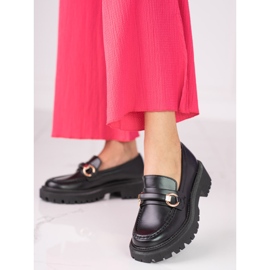 Mocasines de mujer Shelovet negros fabricados en piel ecológica 4