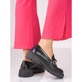 Mocasines de mujer Shelovet negros fabricados en piel ecológica 5