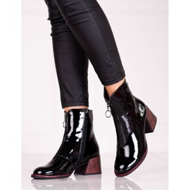 Botas de charol para mujer con elegante tacón Vinceza. negro 2
