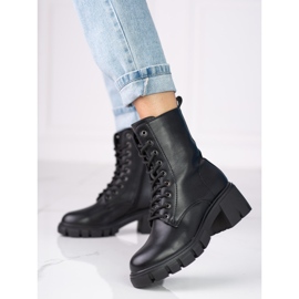 Botas clásicas negras de cordones Shelovet con tacones altos negro 2