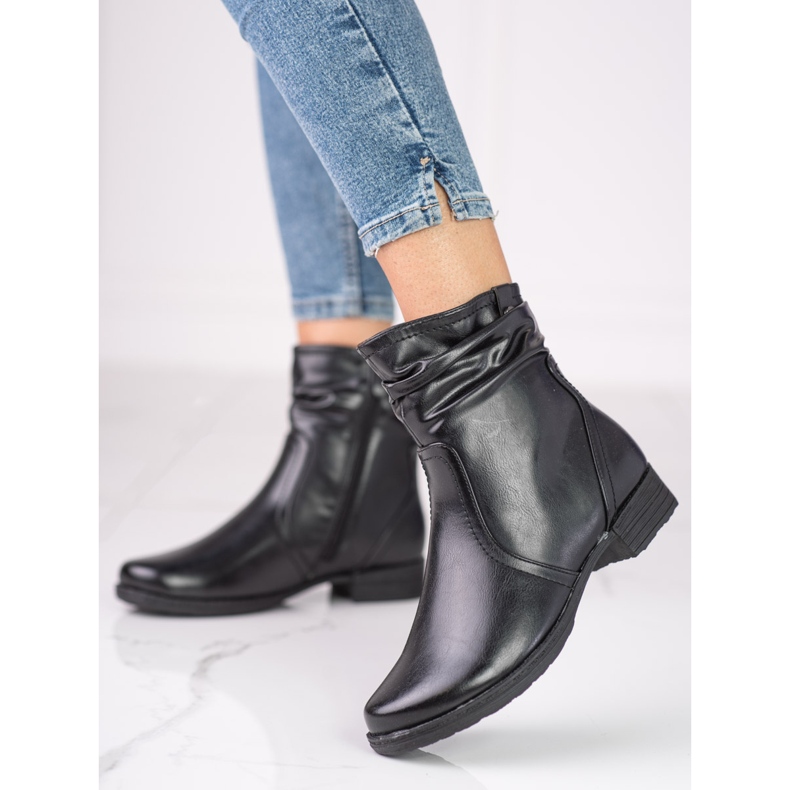 Botas clásicas de mujer con parte superior Shelovet con volantes negro 1
