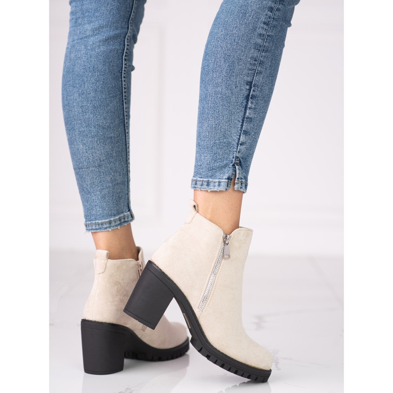 Botines beige de mujer en un poste Shelovet negro marrón 1