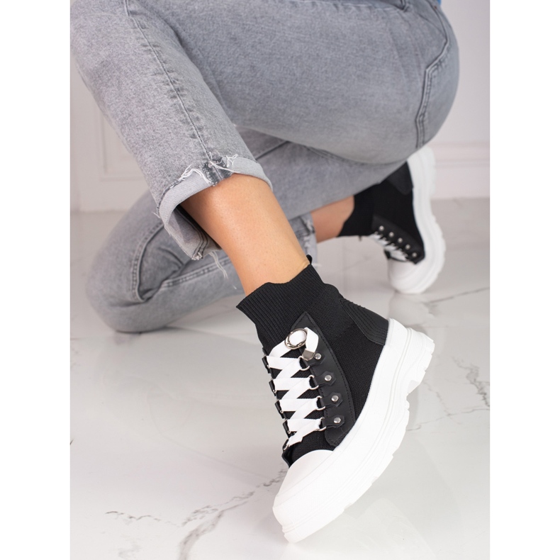 Deportivas negras de mujer con parte superior Shelovet alta negro 1