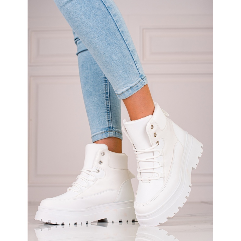 Botas con cordones Shelovet blancas para mujer blanco 1