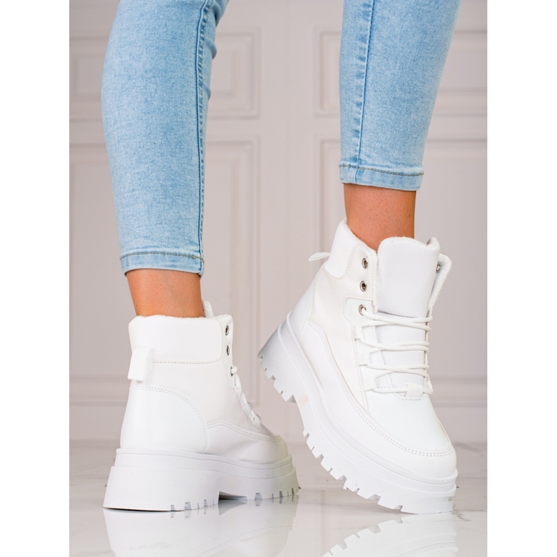 Botas con cordones Shelovet blancas para mujer blanco 2