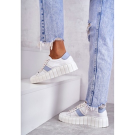 Deportivas Mujer Piel Atadas Blanco y Azul Ariva 4