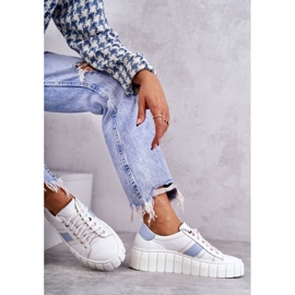 Deportivas Mujer Piel Atadas Blanco y Azul Ariva 5