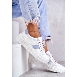 Deportivas Mujer Piel Atadas Blanco y Azul Ariva 6