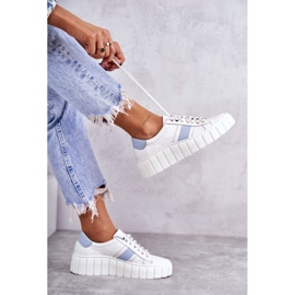 Deportivas Mujer Piel Atadas Blanco y Azul Ariva 8
