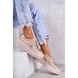 PA2 Deportivas Mujer Piel Atadas Beige-Oro Ariva marrón 8