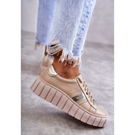 PA2 Deportivas Mujer Piel Atadas Beige-Oro Ariva marrón 5