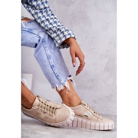 PA2 Deportivas Mujer Piel Atadas Beige-Oro Ariva marrón 7