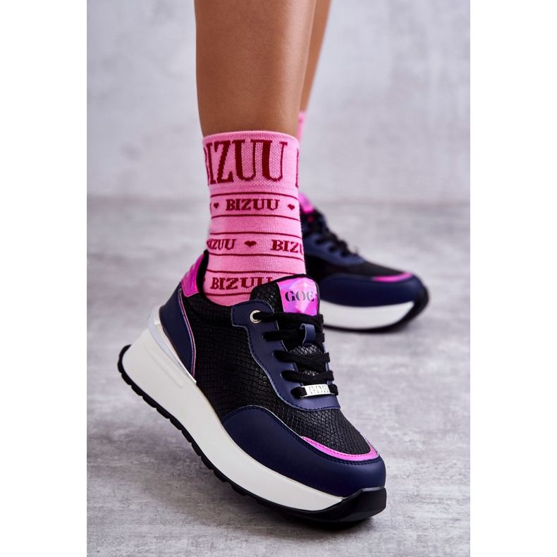 Deportivas Mujer Con Cuña GOE KK2N4081 Negro-Azul Marino 1