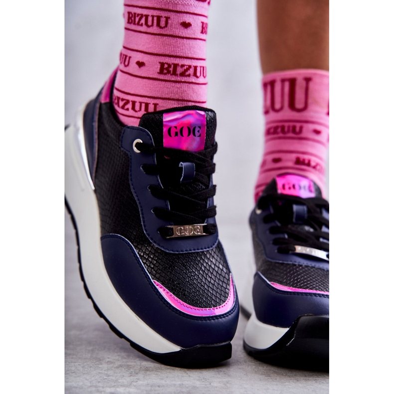 Deportivas Mujer Con Cuña GOE KK2N4081 Negro-Azul Marino 2