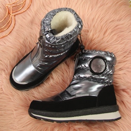 BM Botas de nieve para niña impermeables plateadas Miss negro plata 2