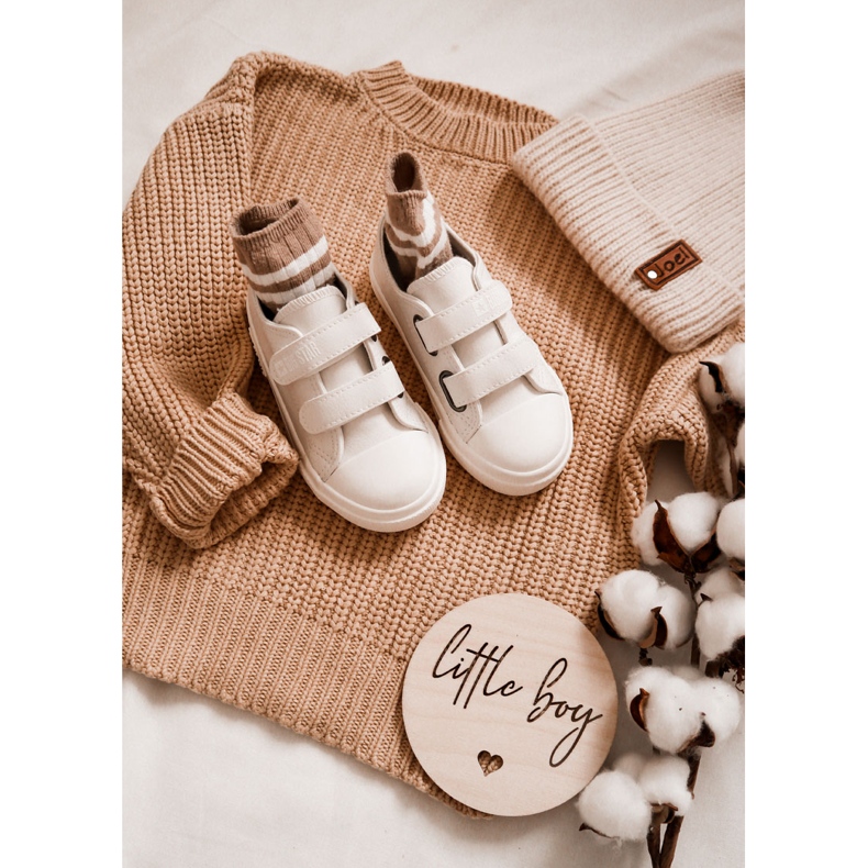 Deportivas Infantiles de Piel Con Velcro Big Star KK374093 Blanco 1