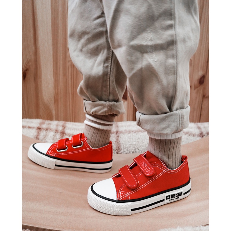 Deportivas Infantiles de Tela Con Velcro Big Star KK374082 Rojo 2