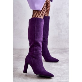 FG2 Botas De Mujer Con Tacón Hasta La Rodilla Violeta Truly Love púrpura 1