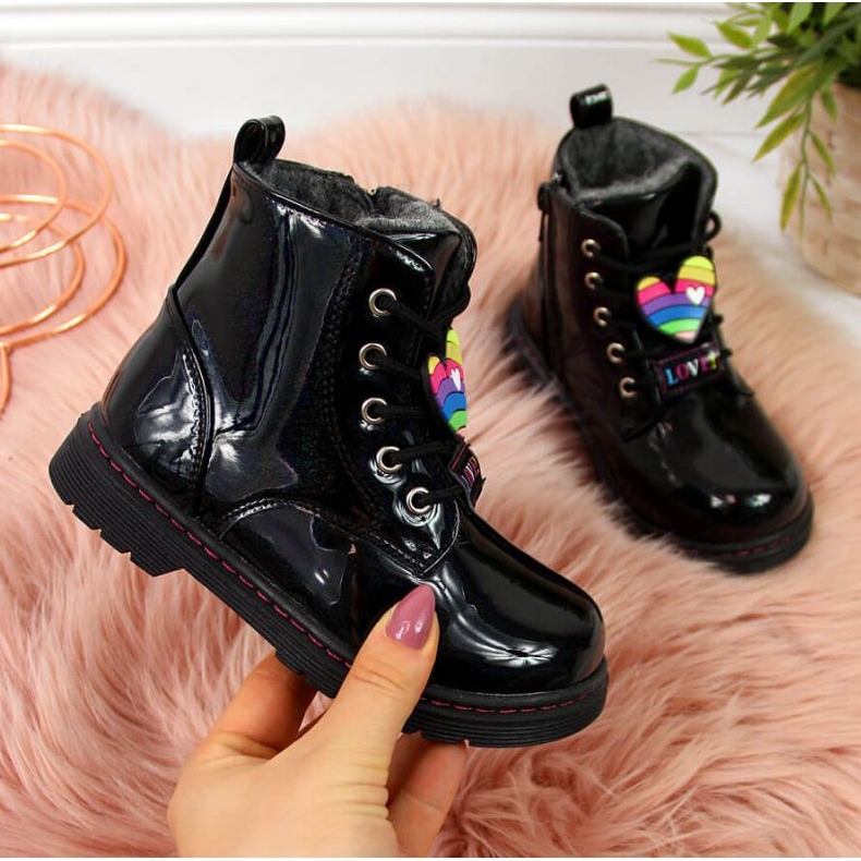 Botas negras para niña aisladas Jr EVE318A blanco negro 1