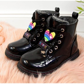 Botas negras para niña aisladas Jr EVE318A blanco negro 2
