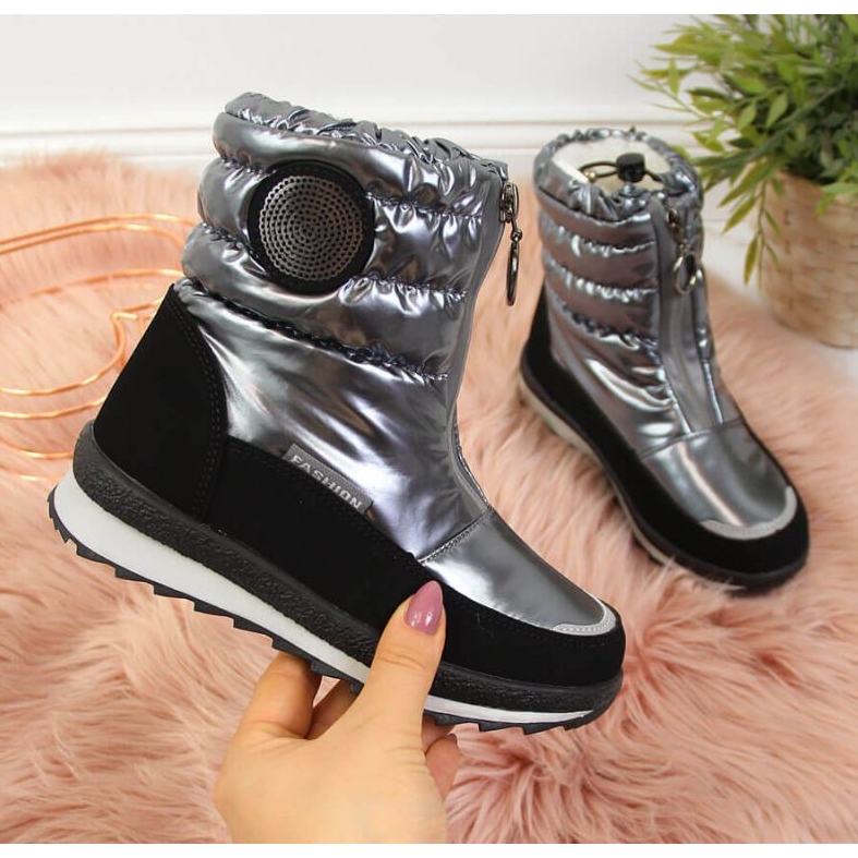 Miss Botas de nieve impermeables Jr EVE323B plateado negro 1 Miss Botas de nieve impermeables Jr EVE323B plateado negro 1