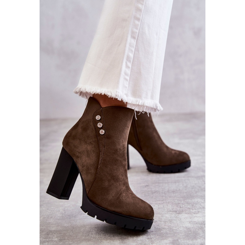 PG1 botines de gamuza en un poste de lagerlla caqui verde 1 PG1 botines de gamuza en un poste de lagerlla caqui verde 1