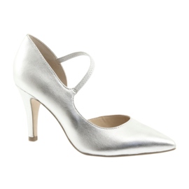Zapatos de salón con cinturón Caprice 24402 plateado plata 2