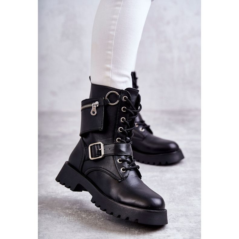 Botas Ecopiel Tacón Plano Negro Marlis 1