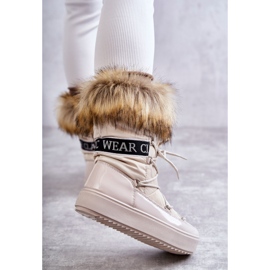 FM1 Botas Nieve Mujer Cordones Beige Santero 4