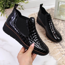 Botines charol negro serpiente Rieker 53794-01 16