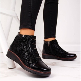 Botas insuladas de piel para mujer con estampado Filippo negro 6