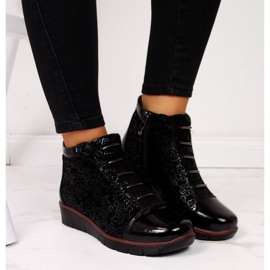 Botas insuladas de piel para mujer con estampado Filippo negro 5