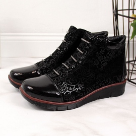 Botas insuladas de piel para mujer con estampado Filippo negro 2