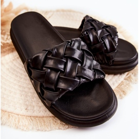 Pantuflas Mujer Cuero Trenzado Negro Ravella 2