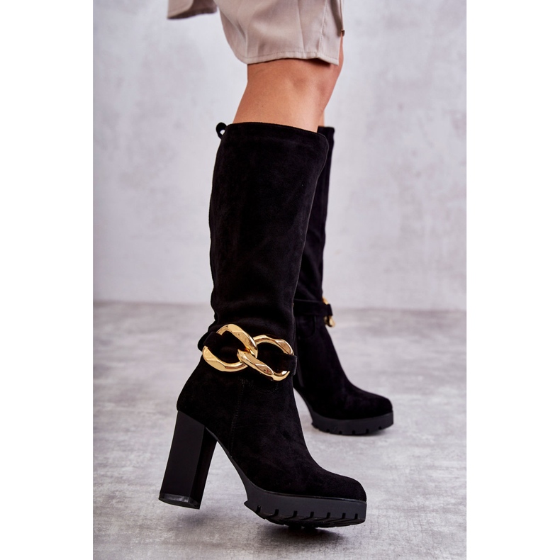 Botas negras de ante Jackson con cadena desmontable negro 2