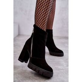 Botas De Ante De Moda En Tacón Alto Laura Messi 2509 Negro 3