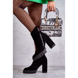 Botas De Ante De Moda En Tacón Alto Laura Messi 2509 Negro 1