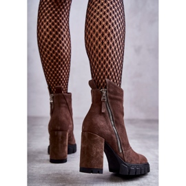 Botas De Gamuza De Moda En Tacón Alto Laura Messi 2509 Marrón 2